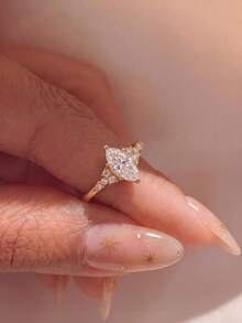 1pc Classic Elegant Cubic Zirconia Ring, Unique Design, Suitable For Balls, Gatherings And Parties, Exquisite Jewelry Gift For Elegant Women - Lace-up Horse Eye - View 3