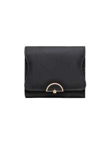 Women's Short Wallet, Korean Style Foldable Zipper Multi-Function Card Holder Coin Purse, Storage Wallet, Handheld Small Bag, Christmas Wallet, Valentine's Day Gift, All Season - Black - View 5