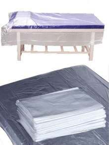 100pcs Disposable Plastic Film Sofa Bed Cover Mattress Protector Sheet For Beauty Salon Massage Bed, Size 80*180 - White - View 1