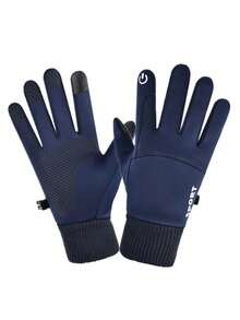 Unisex Winter Warm Windproof Waterproof Touchscreen Sports Gloves (1pc) - Featuring Thickened Fleece Lining, Non-Slip Palm Design And High-Elastic Breathable Fabric, With Sensitive Touchscreen Function And Excellent Warmth. Suitable For Skiing, Cycling, Driving, Hiking, Running, Motorcycle Riding And Daily Commuting, An Essential Protective Gear For Extreme Cold Weather. - Multicolor - View 11