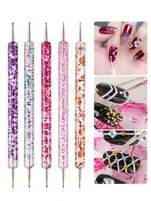 62Pcs Nail Art Painting Tool Set, Nail Liner Brushes And Dotting Pens With Practice Blocks, For Nail Pattern Drawing - Multicolor - View 3