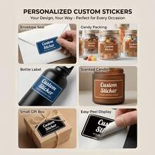 500/1000pcs Custom Rectangle Stickers,Custom Labels,Rectangle Labels ,Custom Stickers,Logo Stickers,Packaging Stickers,Grand Opening Stickers - Promotional Business Stickers - Holiday & Event Stickers - Customizable Stickers For Marketing & Branding - Multicolor - View 5