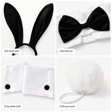 4pcs Women's Rabbit Costume Accessories Set, Rabbit Ears Headband, Bow Collar, Cuffs And Plush Tail, Halloween Cosplay Theme Party Outfit Props - Multicolor - View 6