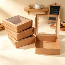 5PCS/8"X8"X2.5" Baking Boxes With Window, Suitable For Pies, Chocolate Raspberries, Detachable Heart-Shaped, Cookies And More - View 6