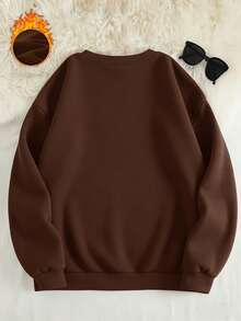 Women's Autumn Leopard Print Santa Claus Crew Neck Long Sleeve Casual Sweatshirt - Light Apricot - View 6