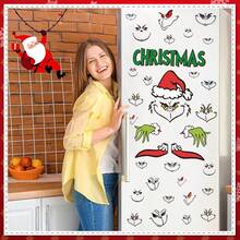 Funko Grinch Christmas Wall Stickers Set, 4 Sheets 39Pcs Self Adhesive Removable Cartoon Face Hand Slogan Decals For Window Wall Holiday Decor - 4 Pieces - View 2