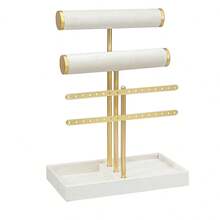 1pc 3-Tier Detachable T-Shaped Beige Velvet Bracelet Display Stand - Bracelet, Necklace, Earring, Ring Jewelry Storage Rack, Unique Mother's Day Gift For Women, Jewelry Box - Multicolor - View 7