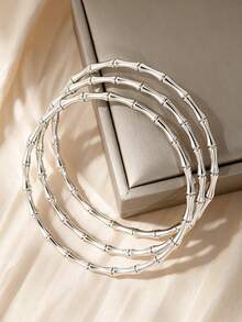 1/3/6/9/10/20pcs Stackable Bangle Bracelets, Vintage Minimalist Style, Iron Material, Suitable For Daily Wear - Silver - View 14