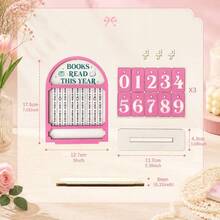 1pc Wood Plastic Composite Reading Counter Desktop Book Statistic Ornament Green Creative Calendar Style Read-Off Tracker Fun Home Decor Craft Reading Record Tool Pushable Page Flip Wooden Calendar Desktop Bookshelf Decoration Student Study Room Stationery Gift - Multicolor - View 8