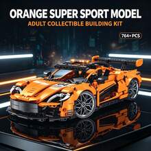 Orange Supercar Building Model, 764+ Pieces Adult Collectible Building Block Set, Aerodynamic Body, Includes Wheels And Chassis, Suitable For Halloween, Christmas, Thanksgiving And Birthday Gifts For Hobby Collectors - Orange - View 6
