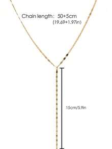 1pc Shiny Gold Stainless Steel Y-Shaped Necklace, Collarbone Chain, Long Necklace, Women's Party Jewelry - Y-necklace - View 3