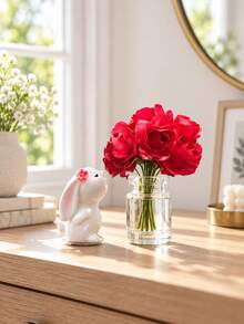 Mini Silk Flower Vase And Floral Bunny Car Decorations, Small Center Console And Dashboard Ornaments For Vehicle Interior Styling, Cute Decorative Accents For Cars And Desktop Displays - One Size - View 5