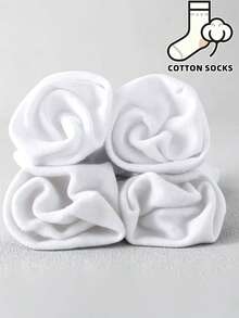 3/6/10 Pairs Women's Casual Boat Socks, Classic Ribbed Cuff Pure White Soft Socks, Daily College Style Women's Socks, Women's Boat Socks - Multicolor - View 3