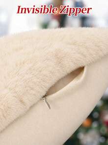 Christmas Pillowcase, Cute Snowman Beige Soft Plush Farmhouse Style Decorative Cushion Cover, Suitable For Sofa, Christmas Home Decor - Beige - View 5