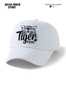 1pc "Tiger" Letter And Tiger Pattern Baseball Cap, Fashionable And Versatile, Adjustable Lightweight Comfortable Sweatband Multifunctional Baseball Cap, Sun Protection Hat For Travel And Daily Use, Gift For Friends - A - View 5