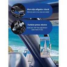 Soporte universal para telfono en parasol de coche - Clip antideslizante de cocodrilo con almohadilla de silicona, fijacin segura; Rotacin multifuncio - A - Ver 6