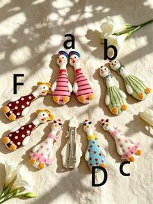 2pcs 3D Goose Animal Hair Clips, Cute And Sweet Printed Goose Hair Clips, Suitable For Birthday Parties, Daily Wear, Back To School Season Gift Hair Accessories - Multicolor - View 8