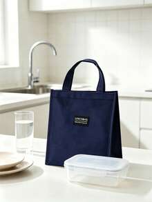 Cold&Heat Preserving Fully Sealed Large-Volume Durable Anti-Scratch Smudge-Resistant Oil-Proof Water-Repellent Damp-Isolating Leak-Proof Odor-Blocking Padded Grip Reusable Multi-Compartment All-Purpose Lunch Bag For Office Travel Picnic Holiday Gift - Navy Blue - View 3