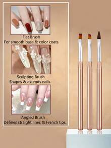 Bộ 3 cọ vẽ nail, cọ dẹt vát góc tạo hình và vẽ móng tay - Nhiều màu - Xem 4