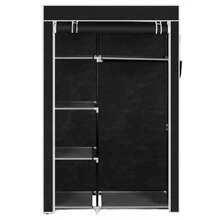 64" Portable Closet Storage Organizer Wardrobe Clothes Rack With Shelves Black - Black - View 1
