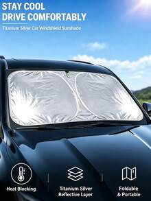 Portable Car Windshield Sun Shade, Universal Foldable Front Window Sun Shade, Suitable For Cars, SUVs, Trucks, Heat Insulation, UV Protection, Summer Car Accessories - Multicolor - View 4