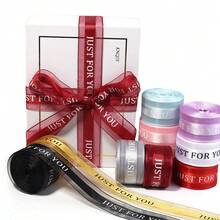 10 Yards/Roll JUST FOR YOU English Print Mesh Ribbon 2.5cm Polyester Material Gift Flower Packaging Ribbon Valentine's Day/Anniversary/Wedding/Birthday Party Decoration Ribbon Clothing Hair Accessories Bow DIY Double-Sided Colorful Woven Ribbon - Ribbon - View 2
