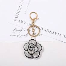 New Creative Diamond Encrusted Leather Camellia Keychain Fashion Versatile Bag Pendant Keychain Small Gift Wholesale - Multicolor - View 8