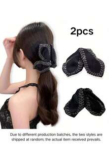 2pcs Vintage Wheat Pattern Hair Clips, Large Non-Slip Hair Clips, Strong Grip Rhinestone Hair Accessories For Women - Multicolor - View 8