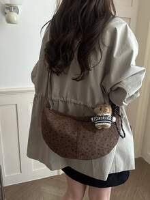 Tas Bahu Bulan Sabit Corduroy Kapasitas Besar dengan Motif Bintang, Tali Bahu yang Dapat Diatur, Tas Selempang Harian Wanita, Dilengkapi dengan Liontin Kartun Lucu - MultiWarna - View 5