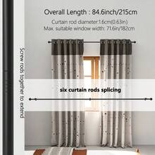 Nordic Black Curtain Rod Roman Rod, Adjustable Length, Fits 1m, 2m, 3 Meters Windows, 5/8 Inch Metal Single Rod Curtain Rod Rail Set, Wall Mounted, Suitable For Bedroom, Living Room, Apartment Windows - Black 1 Set - View 13