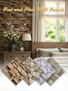 1/10/20Pcs 3D Faux Stone Wall Stickers, Peel And Stick Wall Panels, Self Adhesive Decorative Wall Tiles For Home Interior Decor - Wall Stickers - View 1