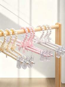 European Style Pearl Clothes Hanger With Bow, Pearl Pants Clip, Pet Clothes Hanger, Clothes Rack, Cabinet Storage, Fairy Clothes Hanger, Suitable For Furniture Wardrobe And Clothing Store - Multicolor - View 5