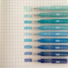 9PCS Cool Blue & Cyan Straight Barrel Neutral Pen Set, Multi-Shade Blue Ink Combination, Cap Protects Nib, Daily Writing Journaling Highlighting Note-Taking Tool - Blue Set - View 3