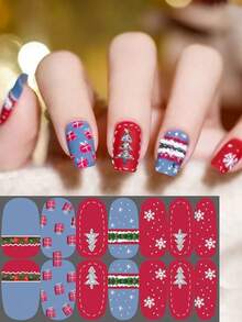 Christmas Winter Snowflake Snowman Christmas Tree Versatile Mix & Match Full Cover Nail Stickers With Nail File - Multicolor - View 10