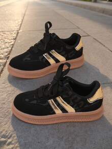 Kids Patchwork Colorblock Casual Sports Shoes Casual Skate Shoes - Black - View 1
