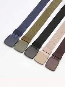 1pc Multi-Color Nylon Belt, Unisex Business Versatile Tactical Style, No Metal Plastic Buckle, Student Outdoor Commute Waist Belt - Multicolor - View 2
