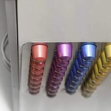 Wall-Mounted Capsule Storage Rack, Coffee Capsule Holder, Top-Mounted Coffee Dispenser With Adhesive Backing Bracket, Brushed Metal Modern Style, Suitable For Kitchen, Office, Hotel, Restaurant, No-Drill Glue Installation - Multicolor - View 3