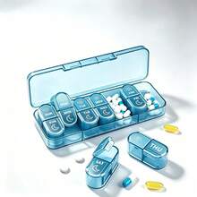 Portable Weekly Pill Organizer, Medication Storage Box, Clear Sun And Moon Icons To Prevent Missed Doses, Compact Pill Box, Easy Open And Close Design, Waterproof And Moisture-Proof, Suitable For Travel, Office And Christmas Gift - one-size - View 17