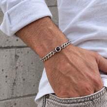 Customized Couple Projection Bracelet, Stainless Steel Cuban Chain Projection Photo Bracelet, Minimalist Personalized Metal Custom Jewelry, Customizable Couple Color Photo Projection Jewelry, Commemorative Photo Bracelet, Gift For Boyfriend, Father's Day Custom Gift - Projection Bracelet - View 3