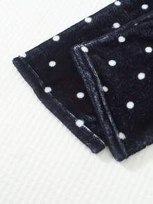 2pcs Women's Winter Polka Dot Print Thermal Lined Thick Crew Neck Long Sleeve Pants Soft Comfortable Pajama Set Homewear - Black - View 7