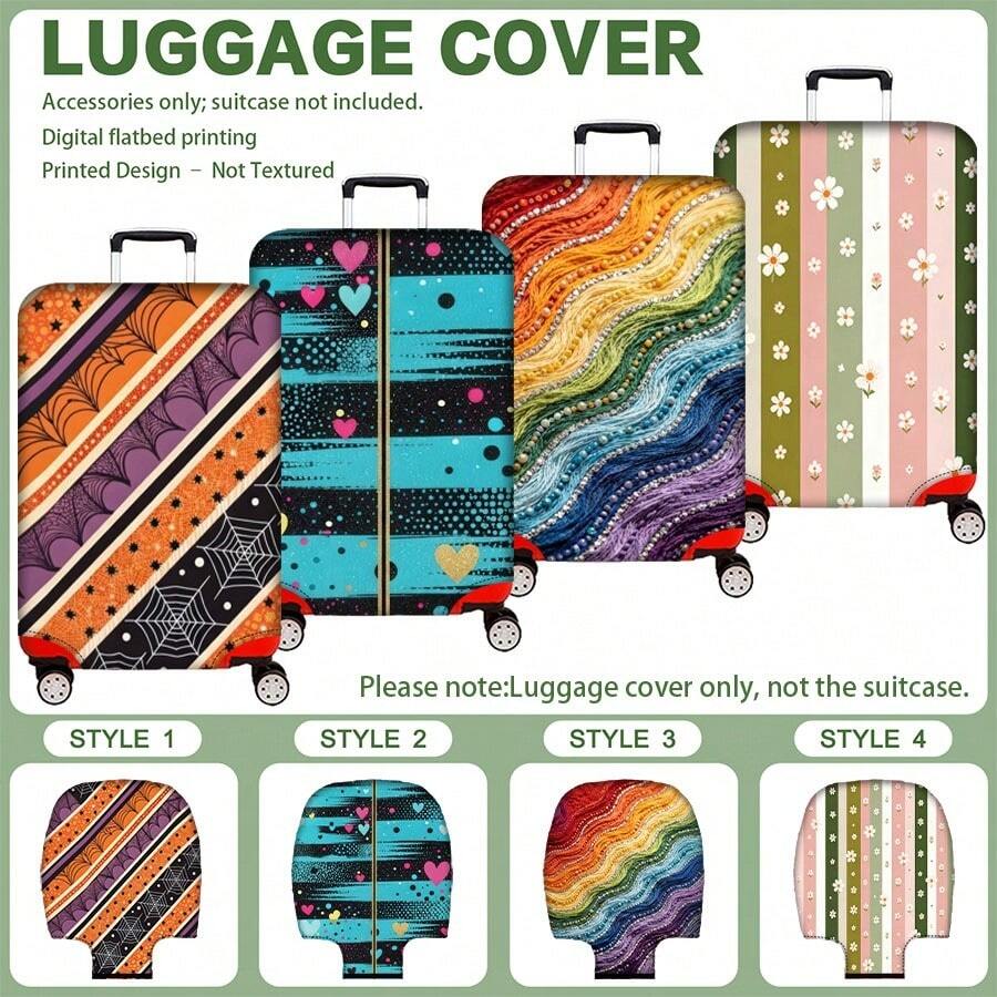 1PC, Flat Print Design, Luggage Cover (Only Luggage Cover, Luggage Not Included), Suitable For 20 To 30 Inch Luggage, Made Of Thickened High-Quality Fabric, Essential Accessory For Your Travel And Checked Luggage.