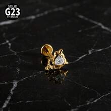 1 Buah Anting-anting CZ Berkilau Bentuk Salib Marquise Bunga Jahat ASTM Titanium Padat Ulir Internal Bertatahkan Gugus Zirkonia Datar untuk Bibir Hidung Tragus Tulang Rawan - 1 tindik bibir titanium - View 16