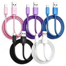 5pcs Fast Charging USB-A To Type-C Charging Cables, Nylon Braided Durable Phone Charging Cables, 1m Long, Compatible With Android Phones, And Other Type-C Devices, Suitable For Travel Essentials/Car Accessories/Desktop Accessories, Pink/Purple - Multicolor - View 21