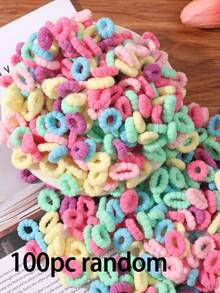 100pcs Solid Color Cute Hair Scrunchies, Hair Accessories, Ponytail Holders, Hair Ties Hair Elastics - Multicolor - View 8