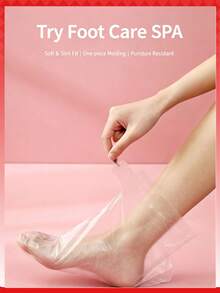 100pcs~Home DIY Foot Care Disposable Foot Covers With Adhesive Seal Leak-Proof, Thickened Plastic Foot Mask Bags For Body Lotion Foot Moisturizing, Home Foot SPA Disposable Transparent Foot Covers, Suitable For Foot Masks, Paraffin Wax Treatment, Foot Moisturizing Sealing - A - View 3
