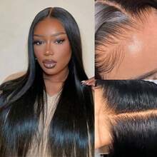 13*4 Lace Front Human Hair Wig, 26 Inch Straight Human Hair Lace Front Wig For Women, 180% Density Natural Black Color, HD Transparent Lace Closure Human Hair Wig - Natural Black - View 2