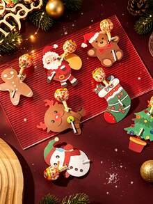 42pcs/126pcs/Pack Christmas Party Gift Candy Cookie Lollipop Decoration Card Paper Cards Party Baking Gift Paper Box Paper Bag Decoration Labels - View 1