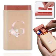 Gold Letter Print Portable Pill Box, Multi-Compartment Sealed Medicine Storage Box, Compact Daily Pill Container, Suitable For Travel And Daily Use - Multicolor - View 49