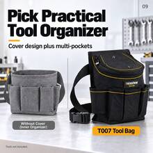TKIGZNW A007 1Pc Covered Tool Waist Carrier Lightweight 0.25KG Solid Shaping Base Multi Compartment Storage Belt Pouch For DIY Handyman - Black - View 10