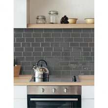 1/10/20pcs 2D Dark Gray Subway Tile Wall Stickers, Waterproof Oil Resistant Vinyl Tiles For Kitchen Backsplash, Bathroom Accent Wall, Easy To Cut & Apply, No Grout Needed,Stain Resistant Peelable Decorative Tile Panels For Indoor Wall Renovation - Irregular Tiles - View 1